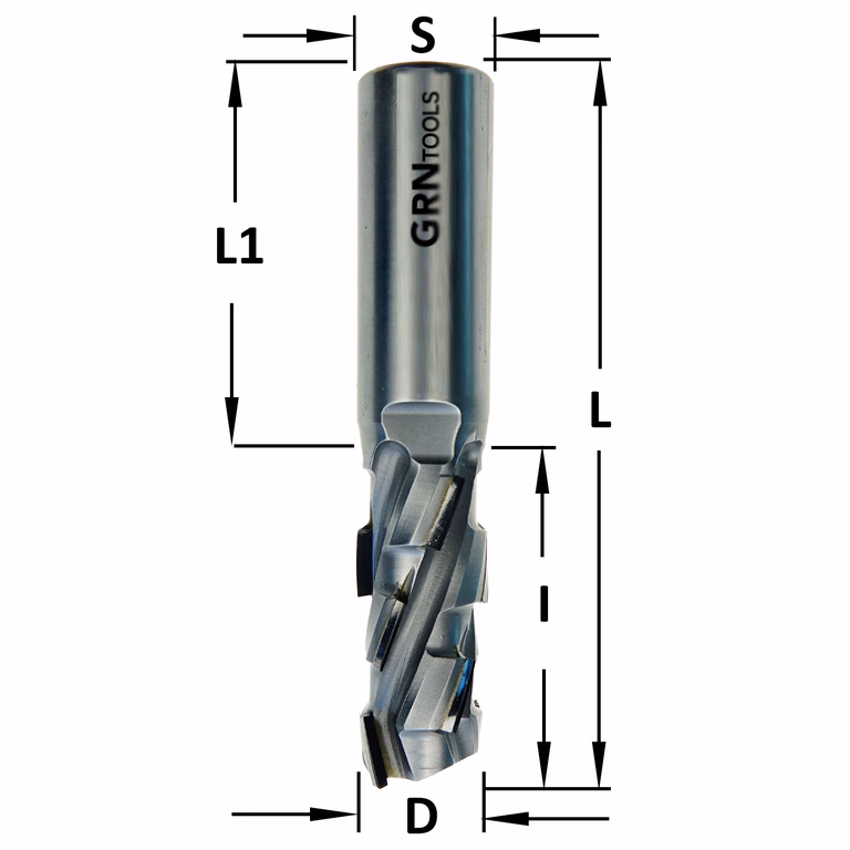 Diamant frees met scherende snij-plaketten 20° D=20mm L=105mm I=45mm Z2+2 (10+1 PCD) · 142.724.62G