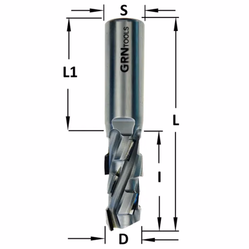 Diamant frees met scherende snij-plaketten 20° D=20mm L=105mm I=45mm Z2+2 (10+1 PCD) · 142.724.62G