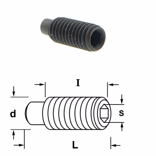 Inbusbout met positie vlak S=4mm L=16mm I=13mm d=M8