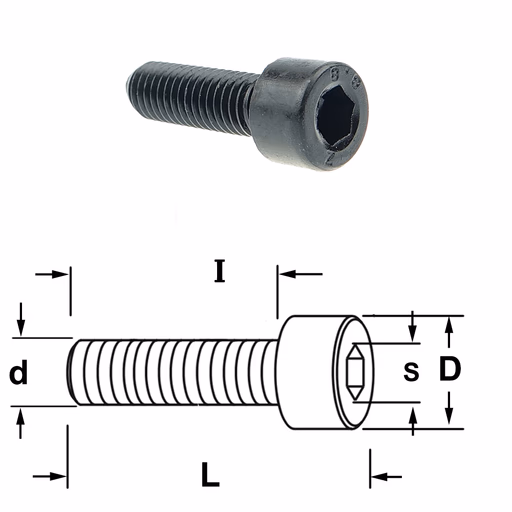 Inbusbout met ronde kop D=8,4mm S=4mm L=23mm I=18mm
