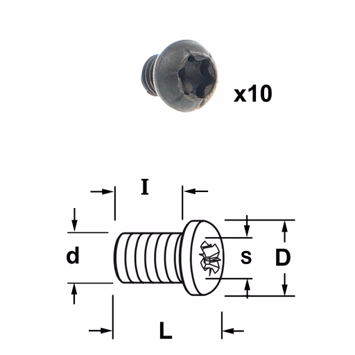 Torx bout 10 stuks D=6mm S=T15