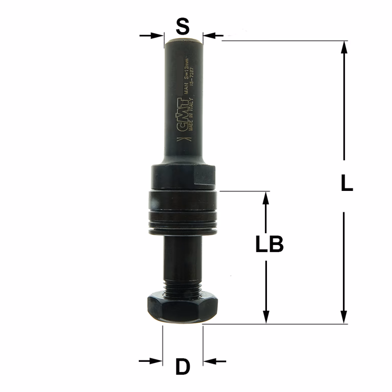 spindel zonder stelringen of sluitmoer. S=12mm L=100mm